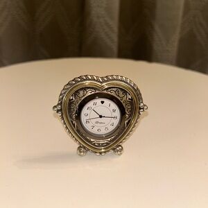 Brighton Silver Heart-Shaped Table Clock